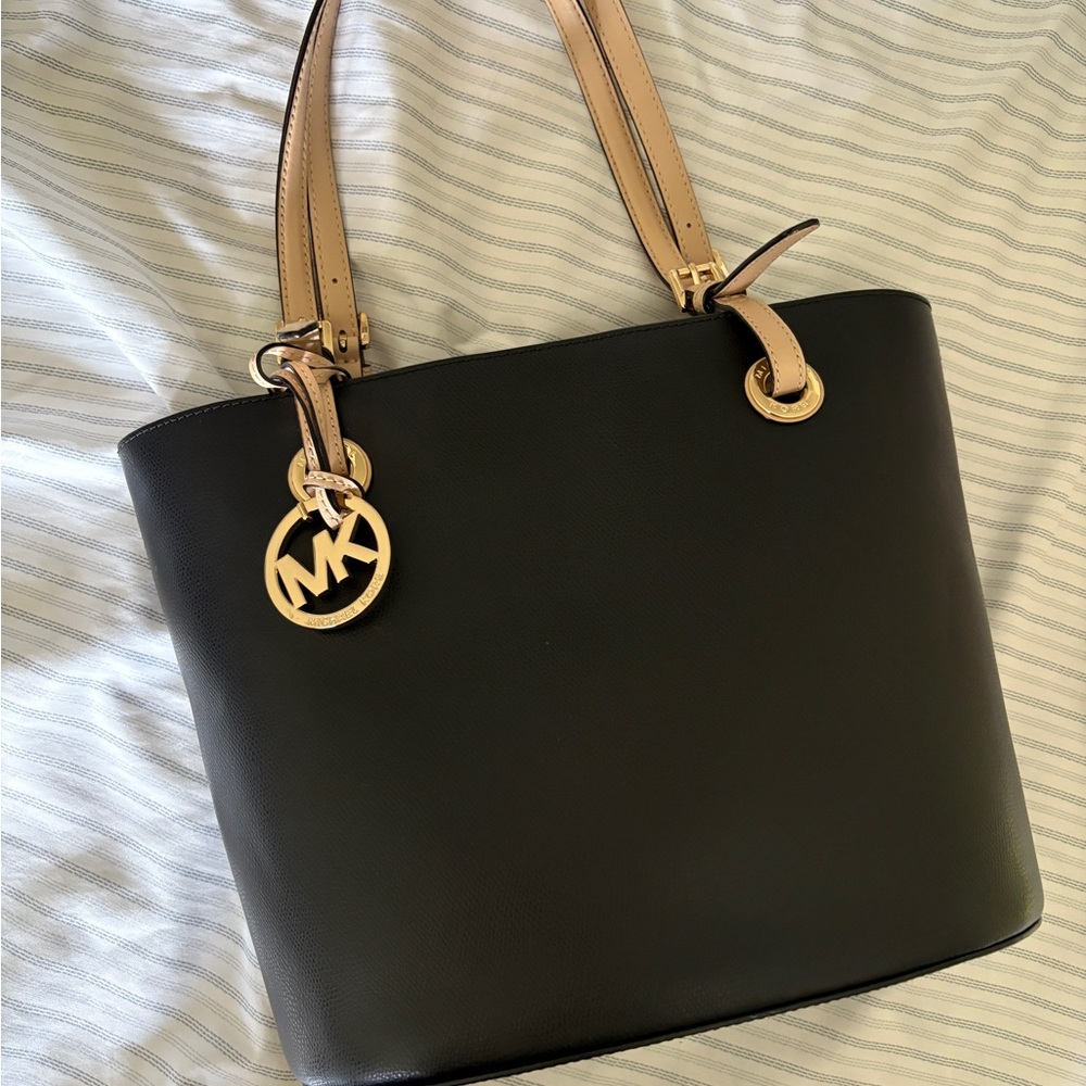 Michael Kors Black and Tan Tote Bag
